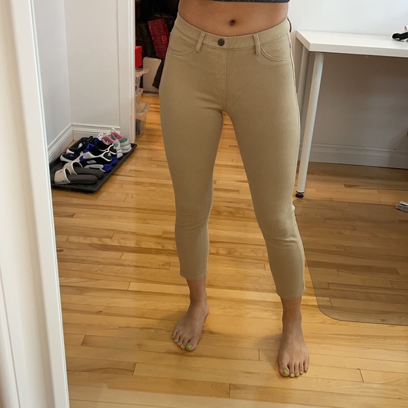 Beige nude EXTRA STRETCH CROPPED LEGGINGS PANTS size Small - Picture 1 of 7